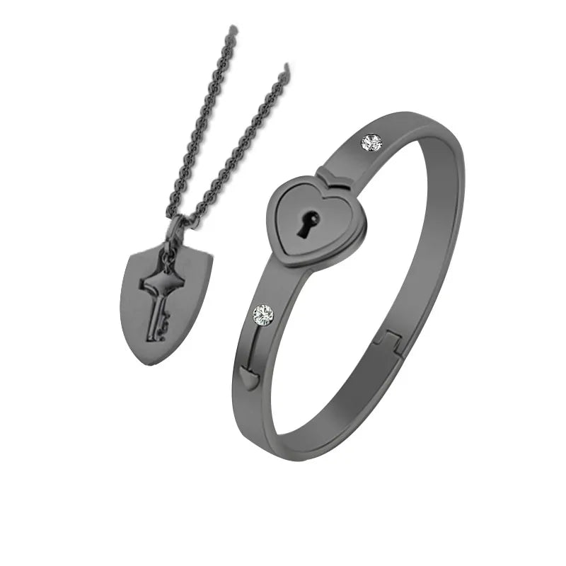 Titanium Steel Concentric Lock Key  Jewelry Set