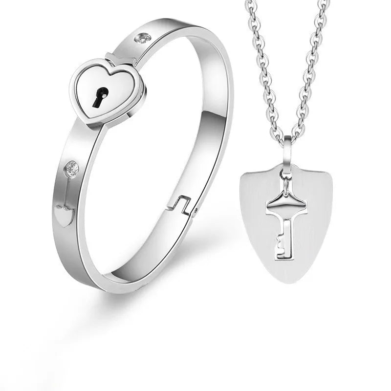 Titanium Steel Concentric Lock Key  Jewelry Set