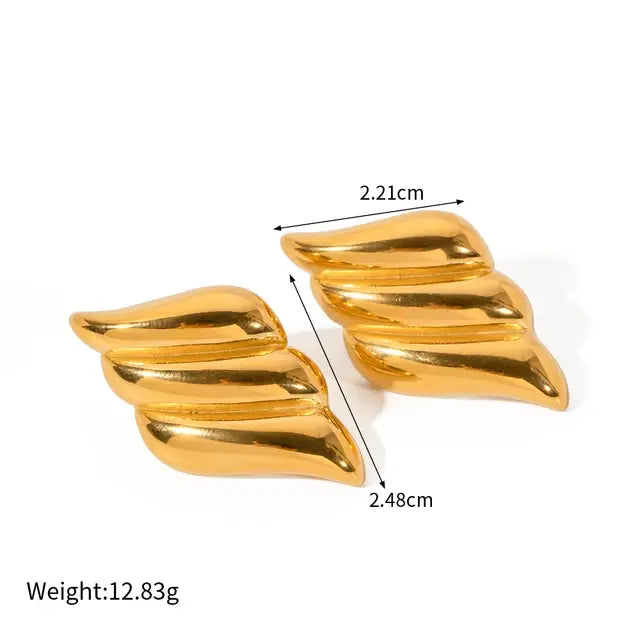 HangZhi Gold Color Wings Stud Earrings